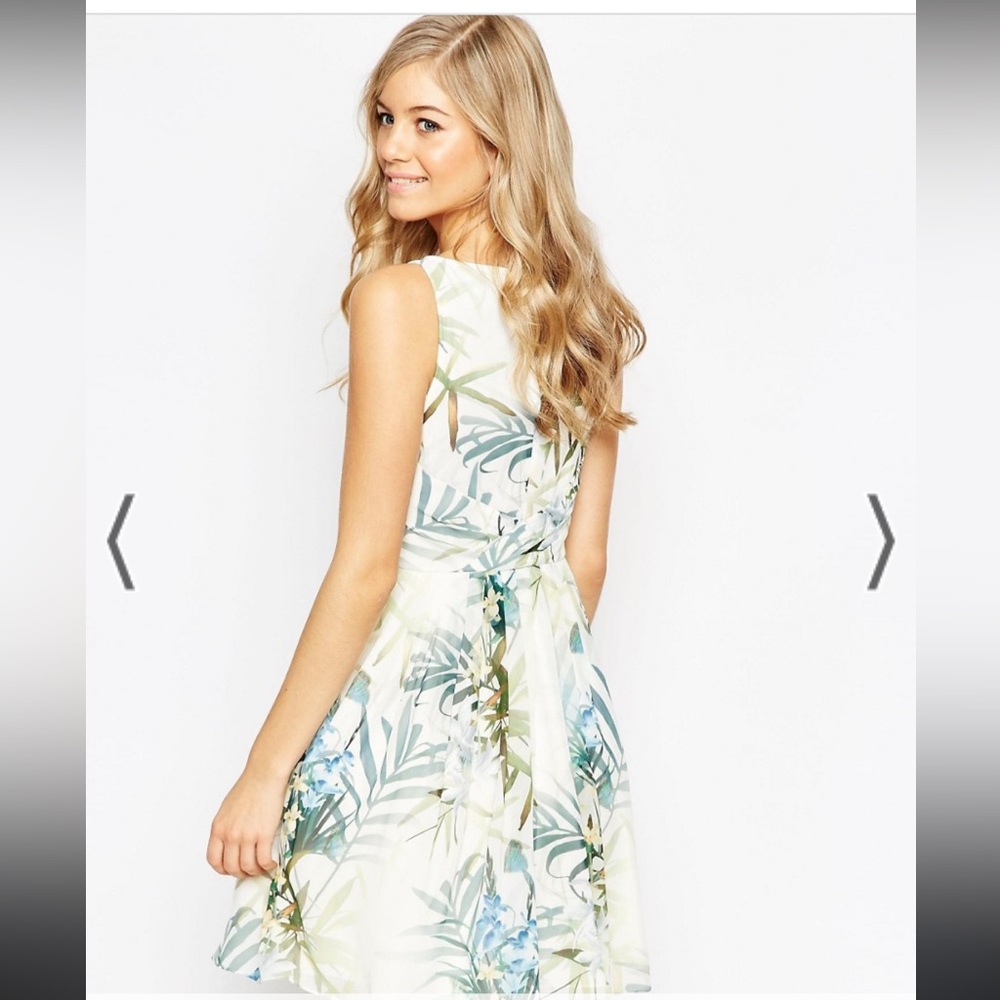Ted Baker London Natural Ameda Twilight Floral Pleat Dress - Picture 3 of 9